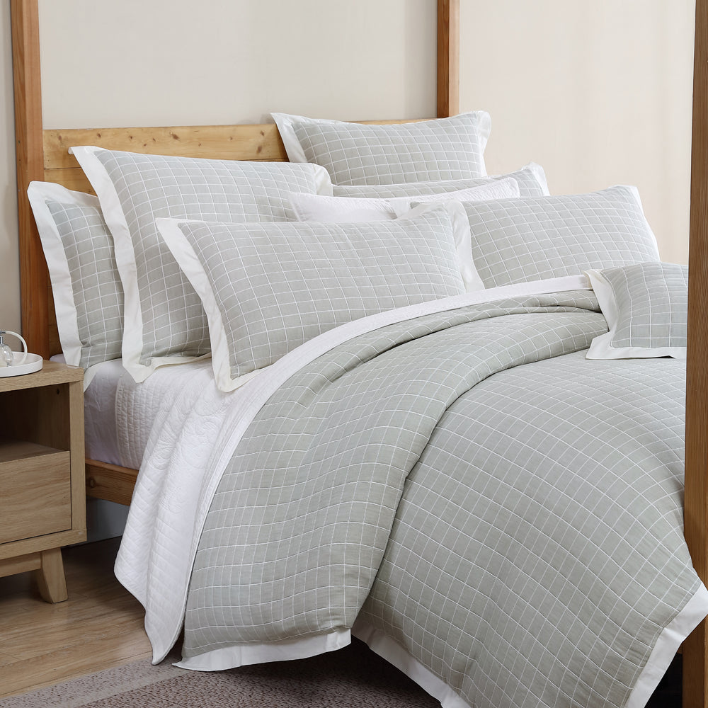 Kingston Moss Super King Size Quilt Cover Set with a Masculine Charm