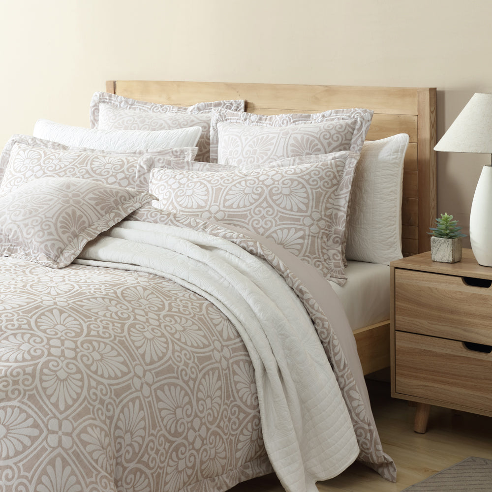 Super King Dakota Stone Quilt Cover Set with Boho-inspired Design