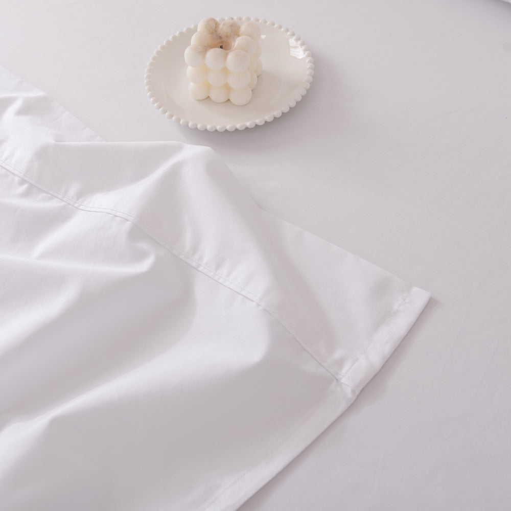 Casey 400TC White Cotton Flat Sheet for Long Single Bed