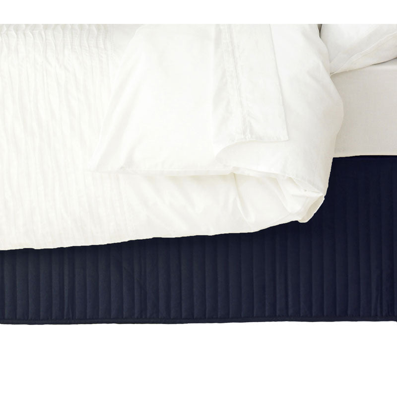 Ardor Navy Quilted Queen Bed Valance in Solid Colors
