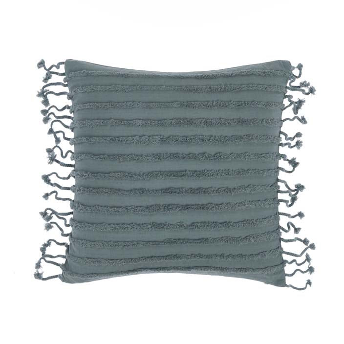 Linen House Dunaway Square Filled Cushion in Petrol with Unique Design