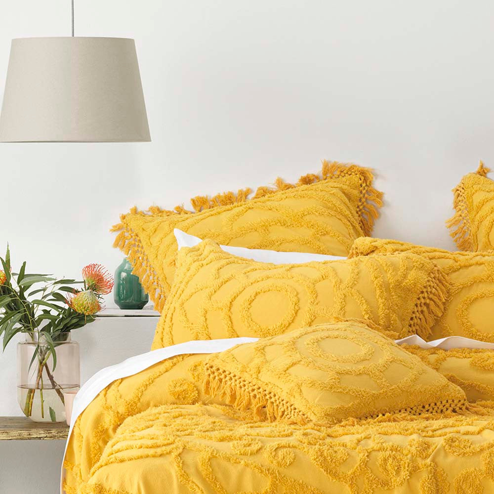 Single Bed Santorini Mustard Bedspread Set for a Stylish Bedroom Decor