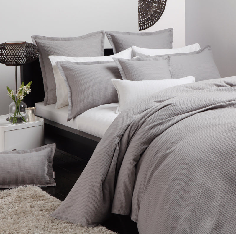 Light Grey Square Ascot Pewter Filled Cushion with Classic Design