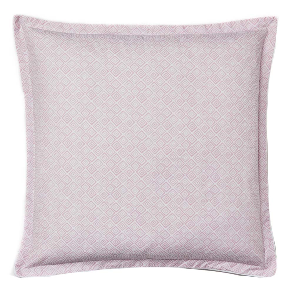 Navy European-Sized Bouquet Pillowcase with Geometric Diamond Pattern