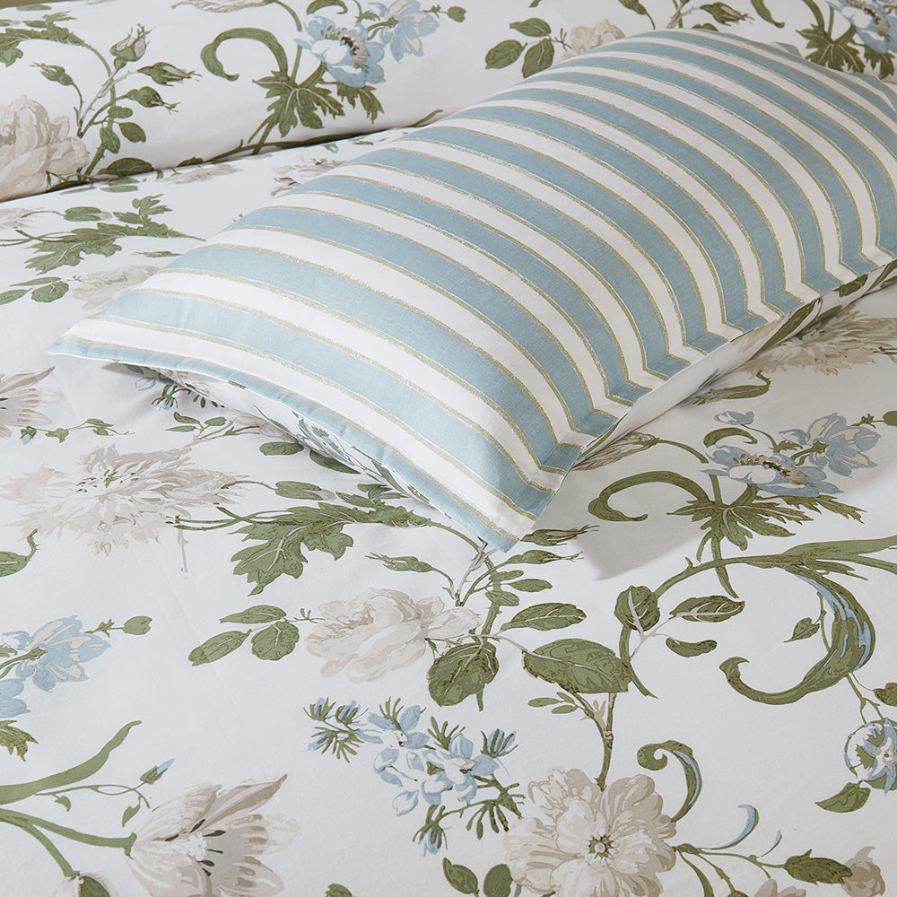 Laura Ashley Rosalind Seaspray Quilt Cover Set for Queen - Sized Bed | Timeless and Romantic Bedroom Decor