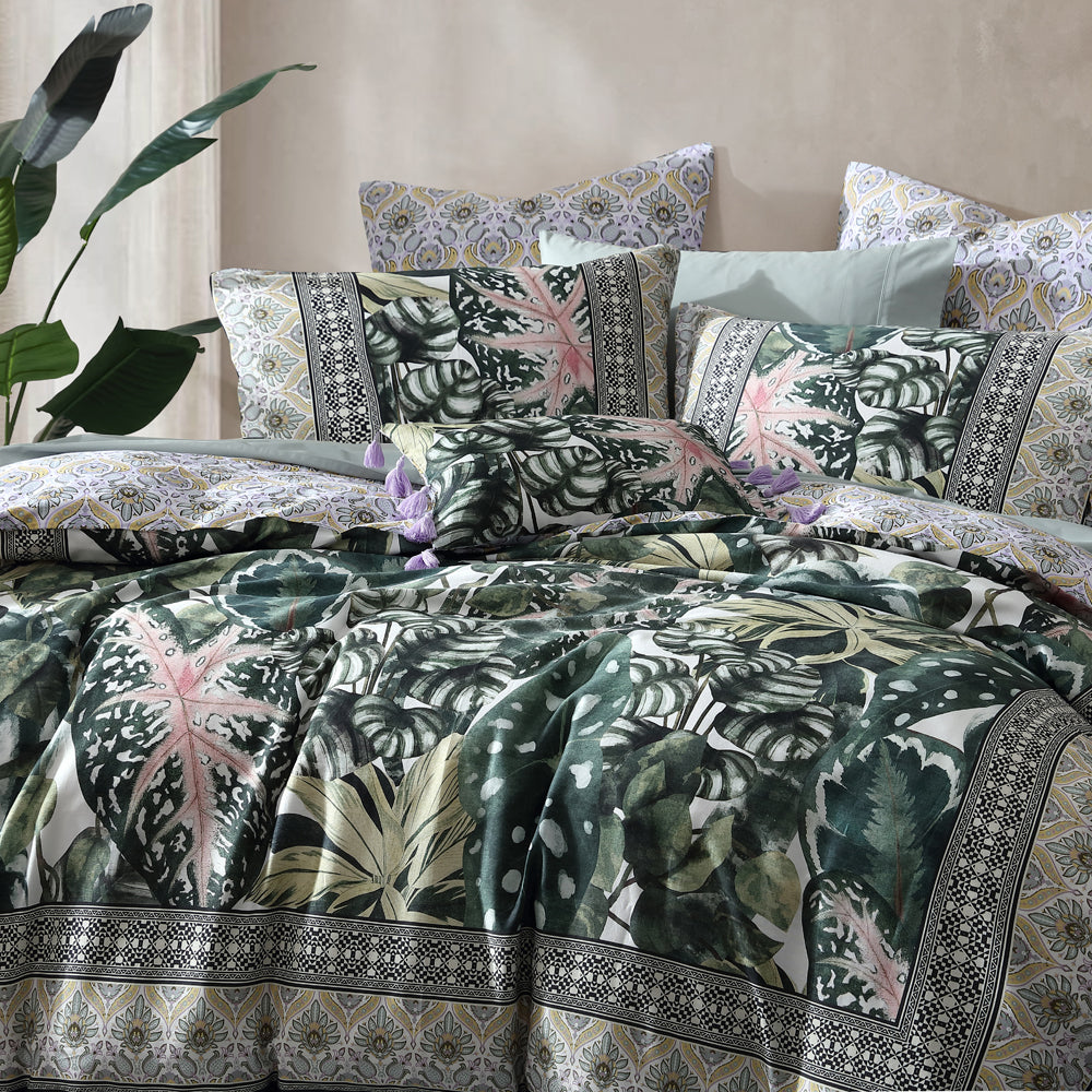 Logan and Mason Seda Oversized Watercolour Tropical Jungle Leaves Breakfast Filled Cushion