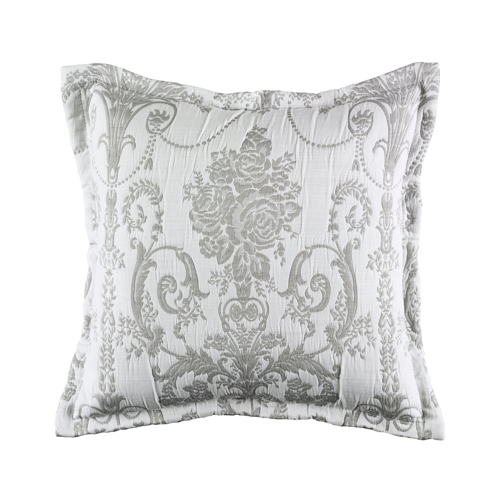 Elegant Olivia Grey Square Decorative Filled Cushion for Bedroom