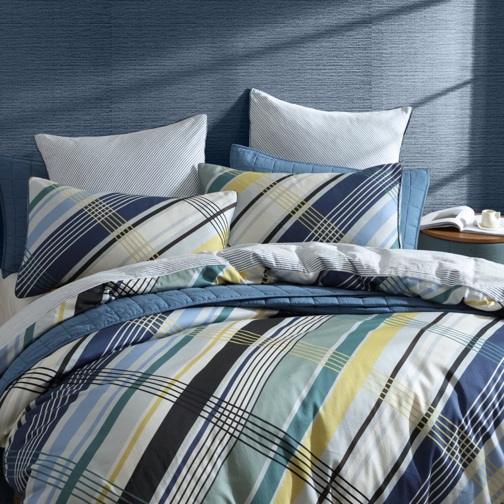 Beach House Blue Super King Size Quilt Cover Set for Modern Interior Decoration