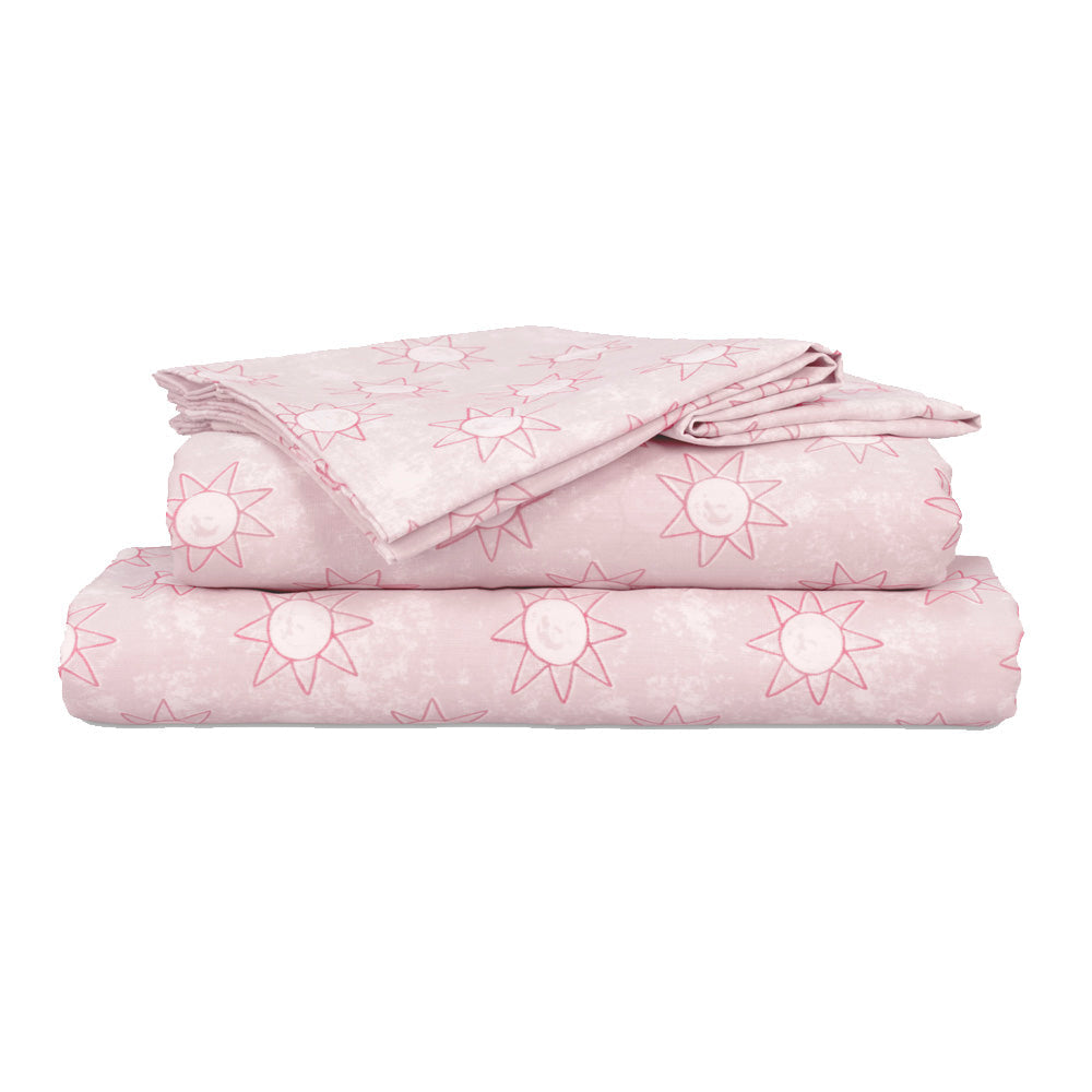 Pastel Pink Suns Sheet Set for Double Bed by Jelly Bean Kids
