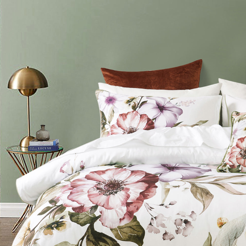Minette All - Season Queen - Sized White Quilt Cover Set for Bedroom Decor