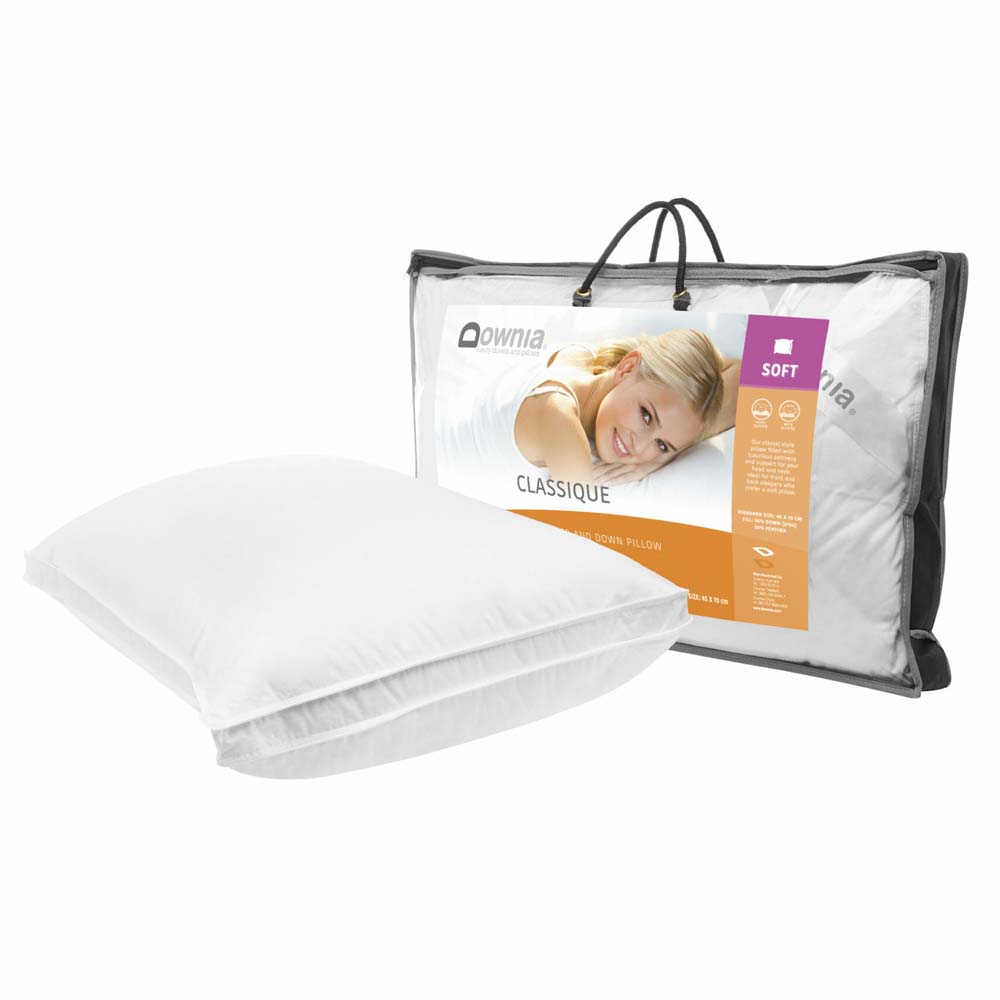 Downia Classique 50 Collection Standard Soft Size Down and Feather Pillow for Head and Neck Support
