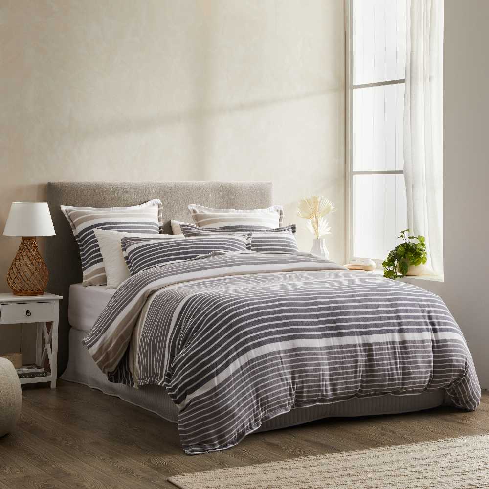 Kalan 100% Cotton Natural Queen - Sized Quilt Cover Set for Summer Bedroom