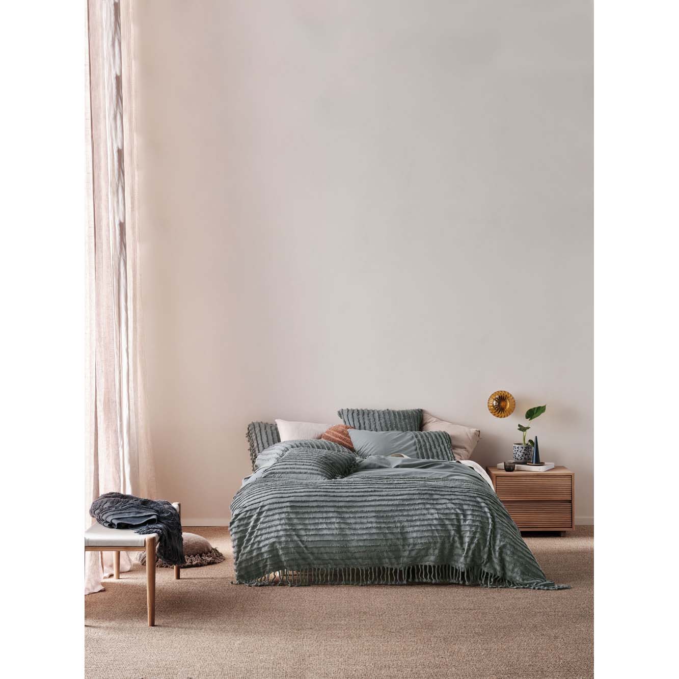 Linen House Dunaway Petrol Double Bed Quilt Cover Set - A Cosy Bedroom Essential