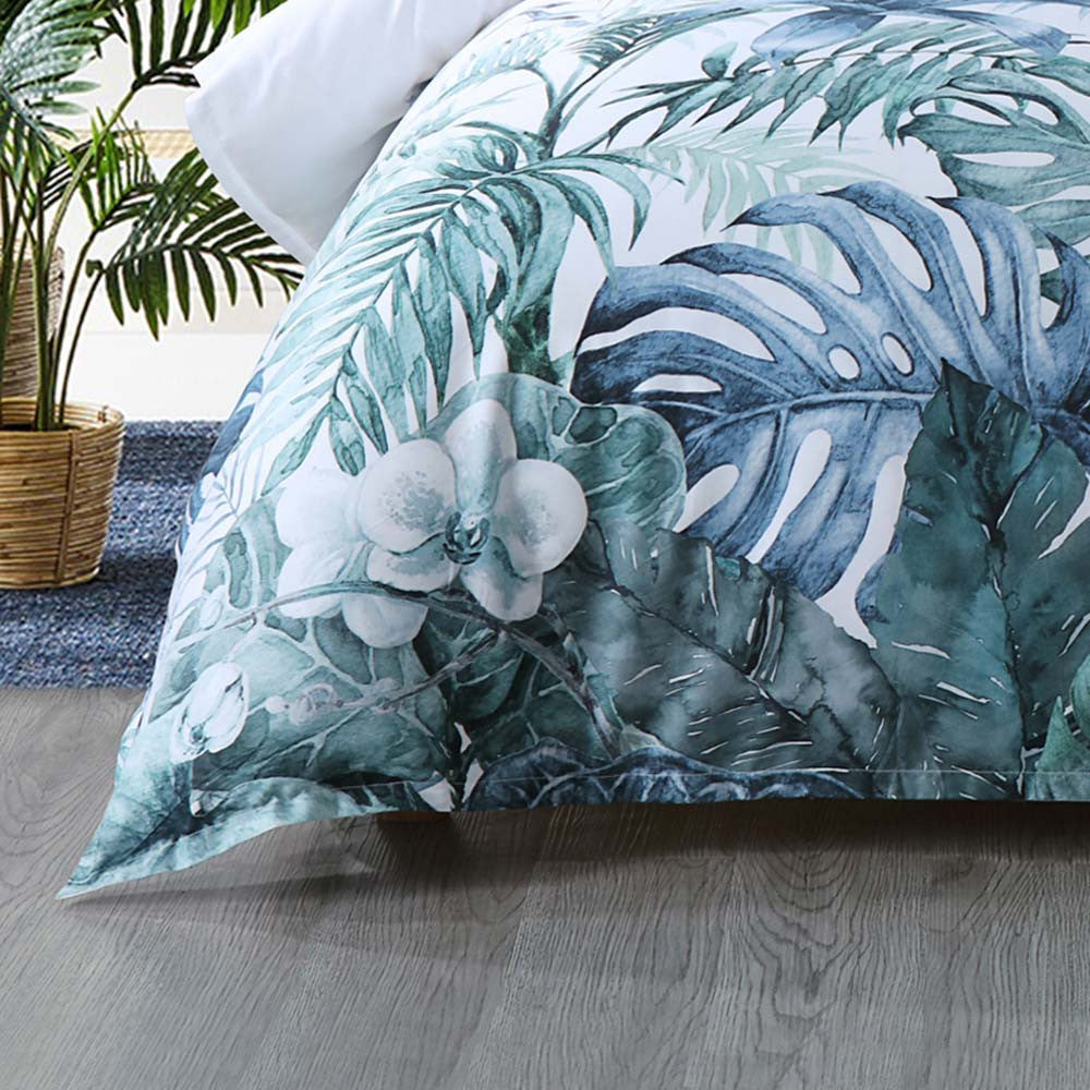 Double Bed Bianca Kailua Teal Cotton Sateen Quilt Cover Set