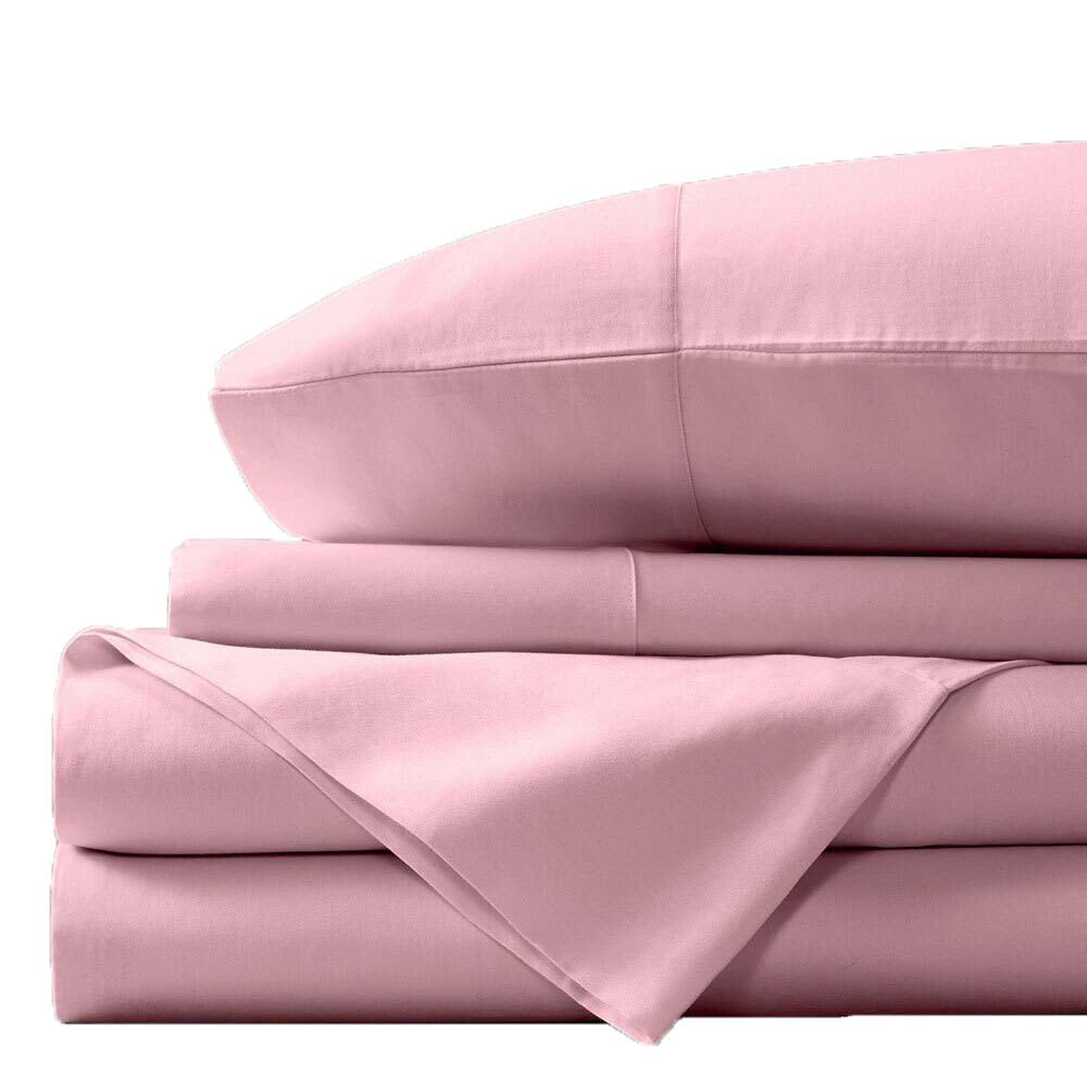 400TC Luxury Pink Bamboo Cotton King Bed Sheet Set