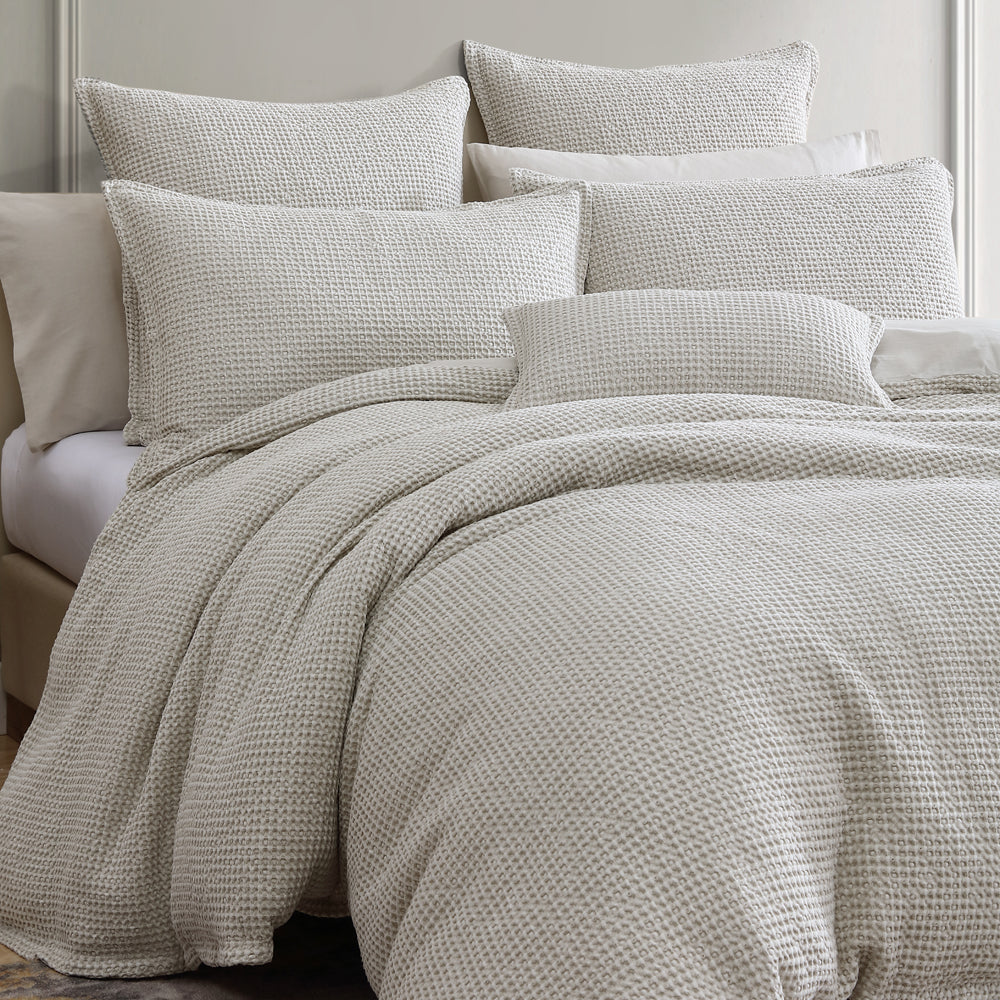 Urban Stone Waffle Texture Queen Bed Quilt Cover Set