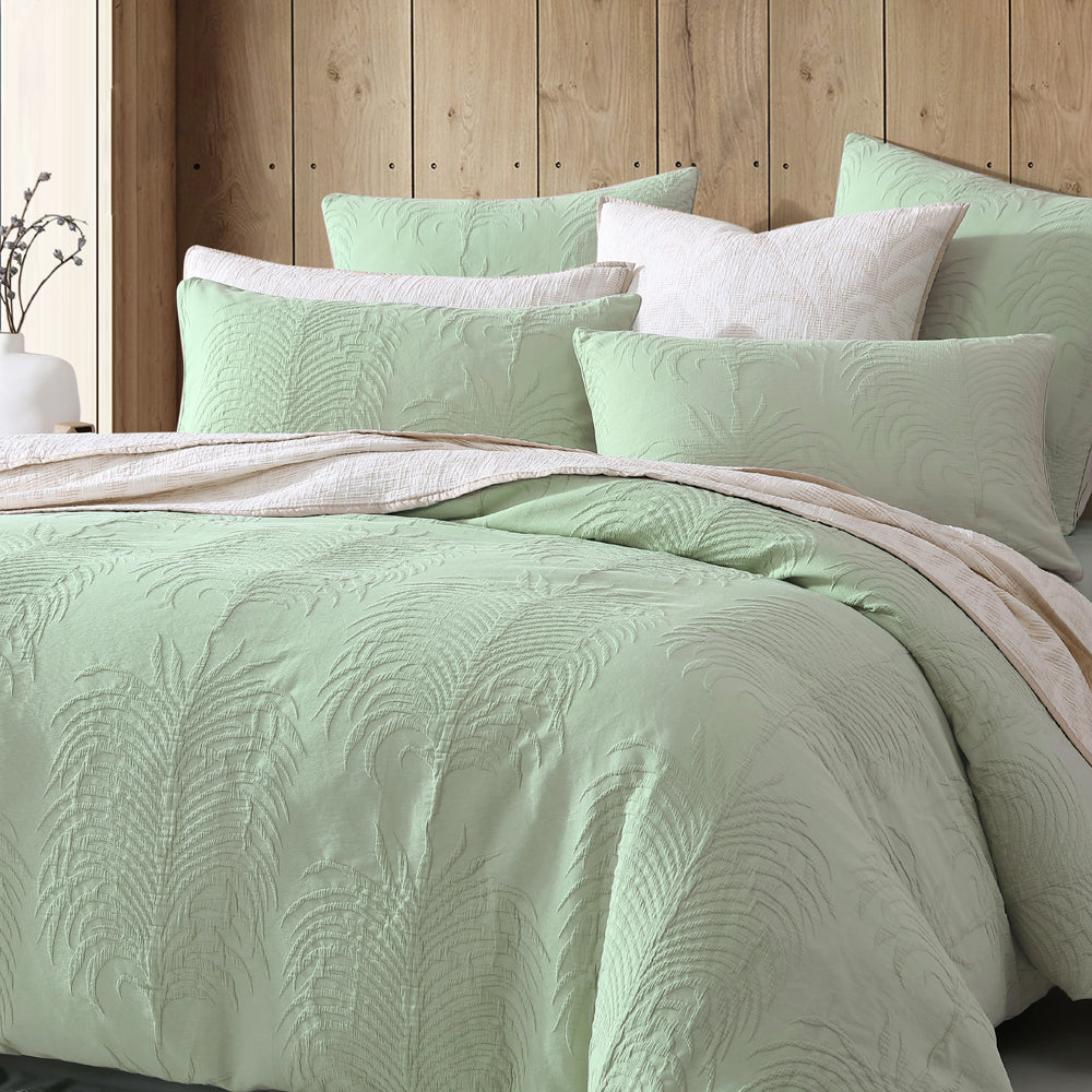 Tropicana Sage Queen - Sized Bed Quilt Cover Set by Platinum Logan and Mason