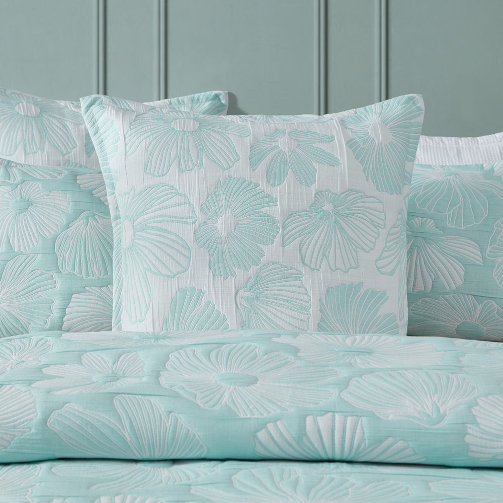 Platinum Logan and Mason's Stylish Poppi Aqua Square Filled Decorative Cushion