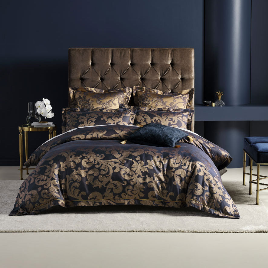 Graceful Verity Navy King - Sized Bed Quilt Cover Set by Linen House