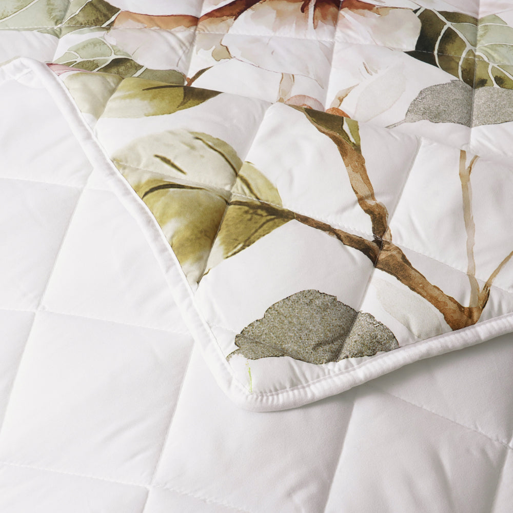 Rosalia White Bed Coverlet Set for Single or Double Beds - A Springtime Floral Delight