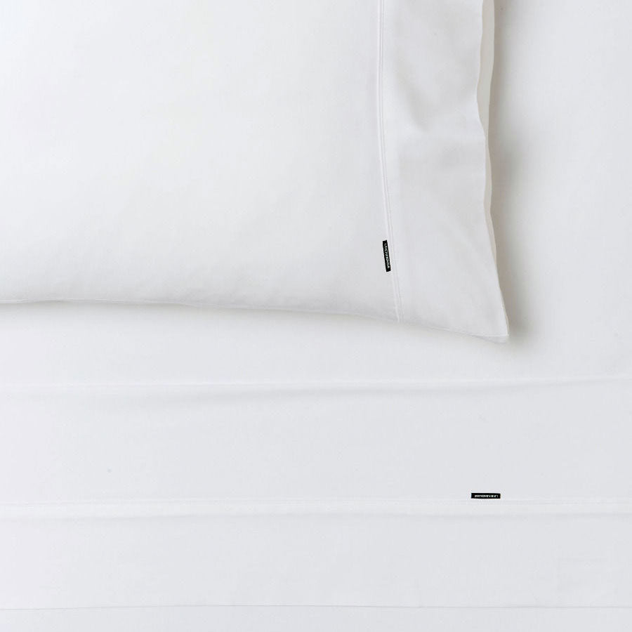 Linen House Nara Collection White 400 Thread Count Bamboo Cotton Bed Sheet Set for Double Bed with 50cm Wall