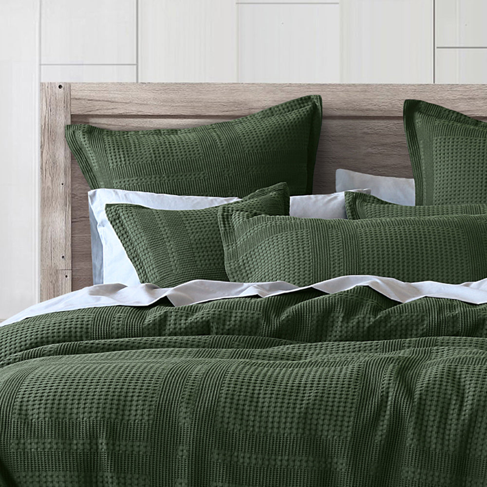 Bianca Sussex Queen - Sized Forest Green Cotton Quilt Cover Set