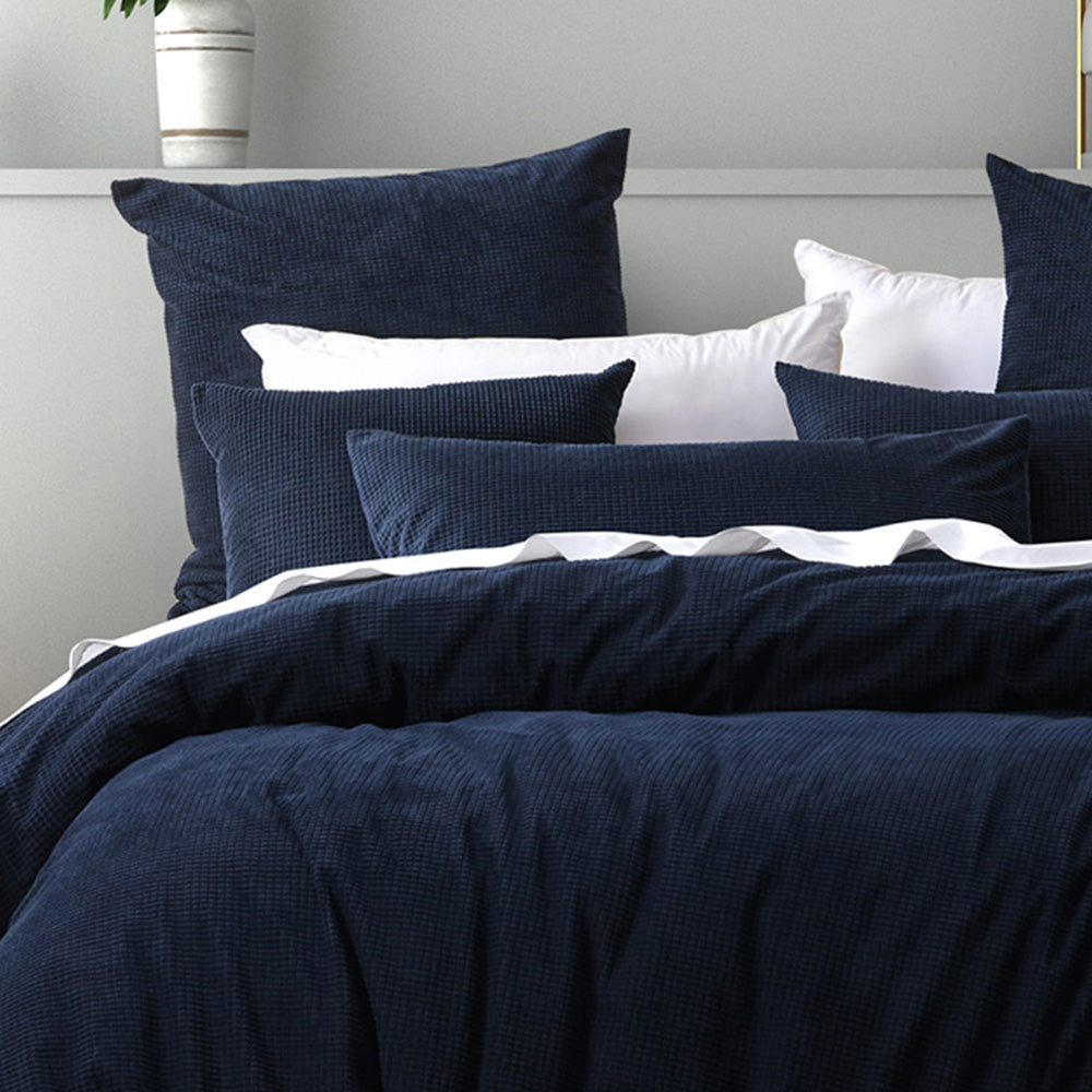 Bianca Lebron Stylish Dark Indigo Square Filled Decorative Cushion