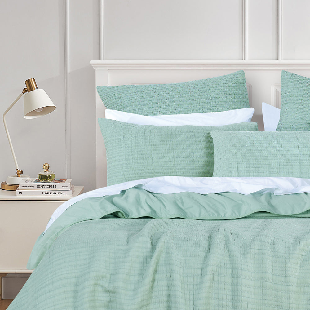 Soft and Elegant Cressida Sage Cotton Coverlet Set for Queen/King Beds