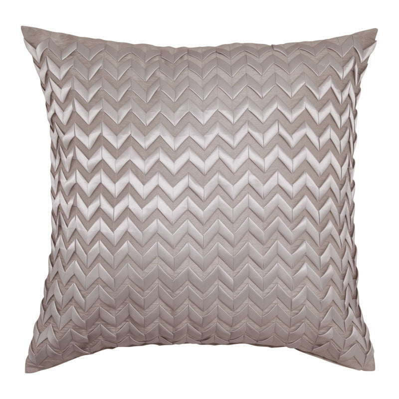 Ultima Logan and Mason Chevron Latte Coffee European Pillowcase with Raised Zig Zag Pattern Satin Ribbon Embellishments