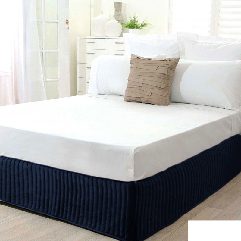 Luxurious Navy Quilted Valance for King-Sized Bed