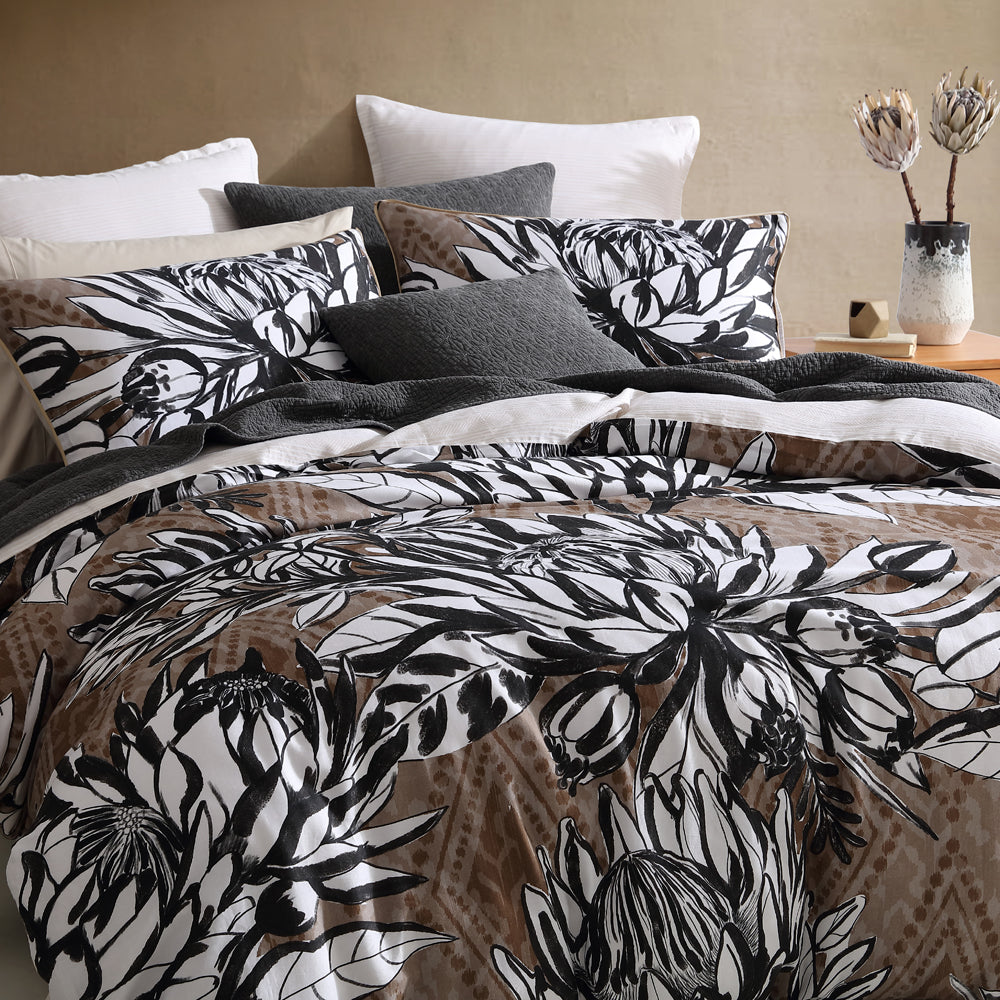 King - Sized Logan and Mason Hinton Quilt Cover Set with Protea Design