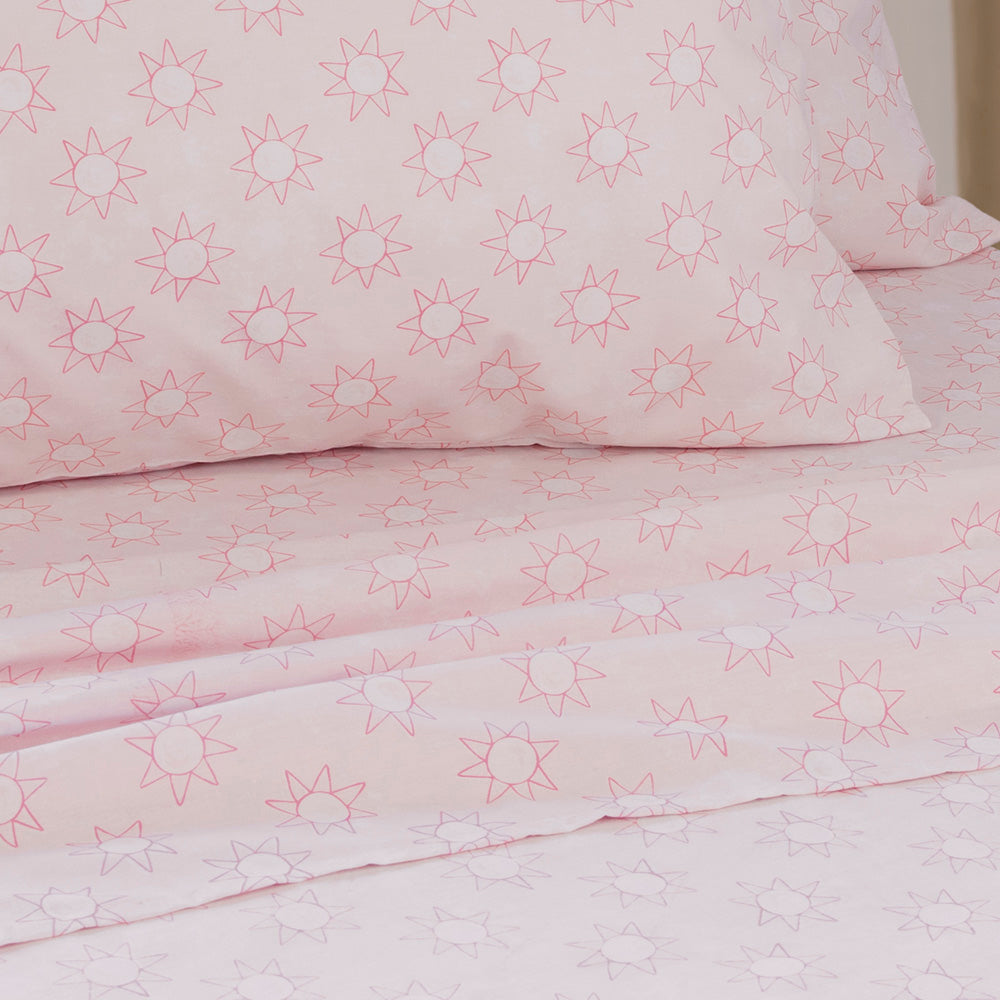 Pastel Pink Suns Sheet Set for Double Bed by Jelly Bean Kids