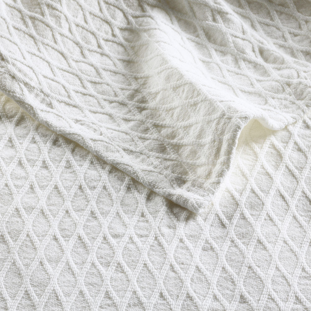 Soft 100% Cotton Gosford White Blanket for Single or Double Bed