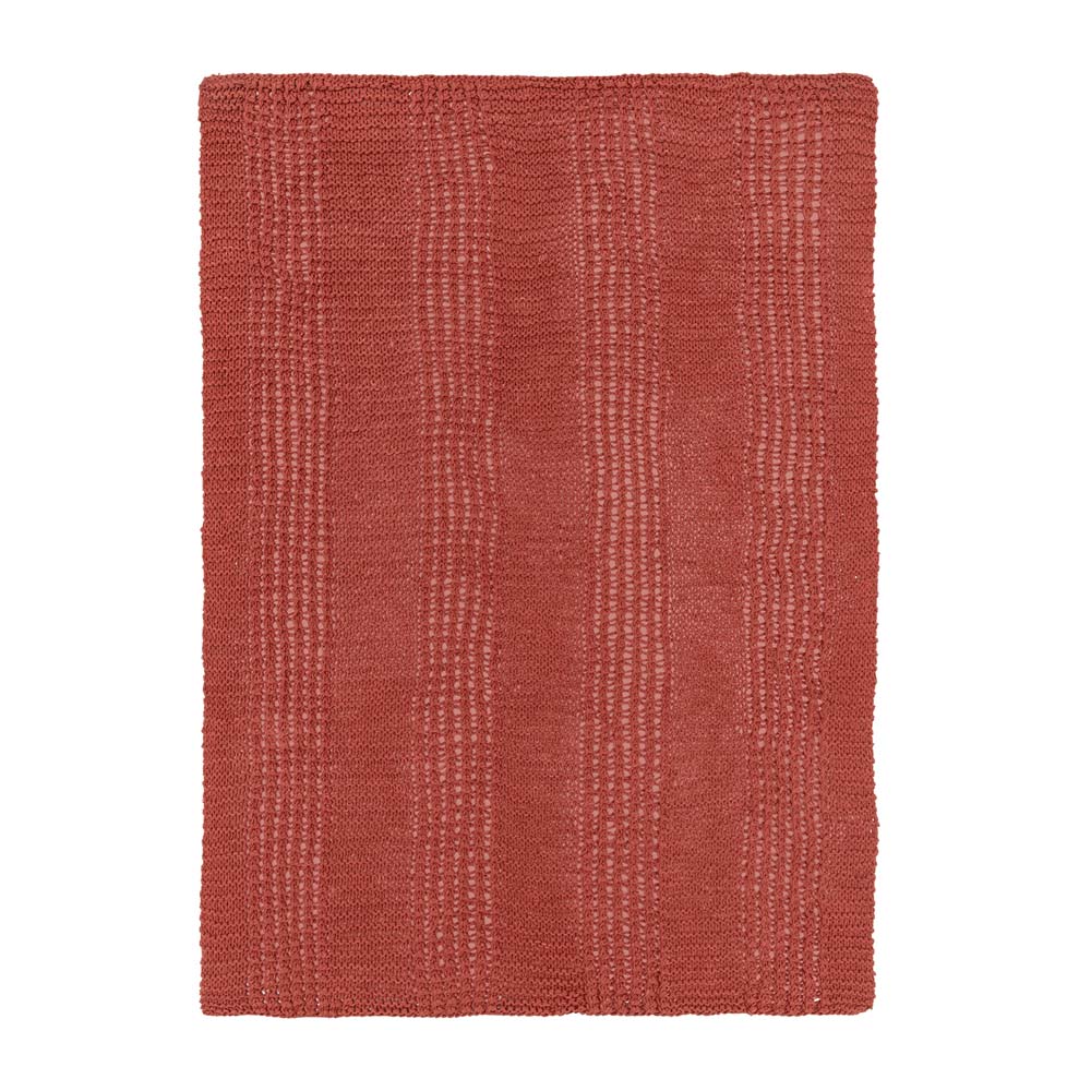 KAS Wentworth Soft Cotton Linear Knit Clay Throw for Bedroom or Lounge