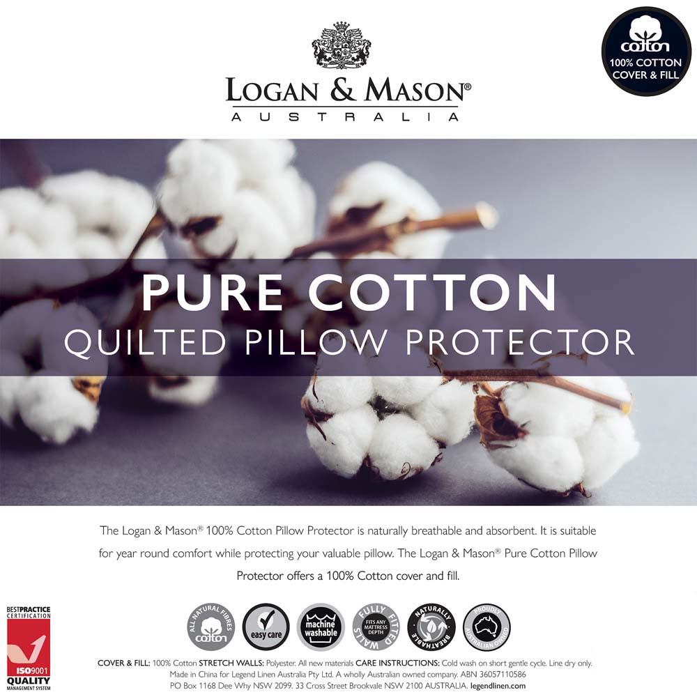 Comfortable Quilted Standard Cotton Pillow Protector by Logan & Mason