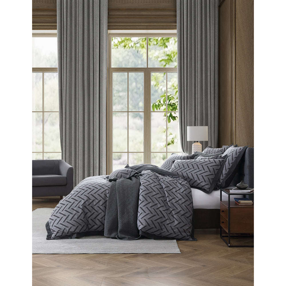 Super King Size Westport Charcoal Quilt Cover Set from the Private Collection