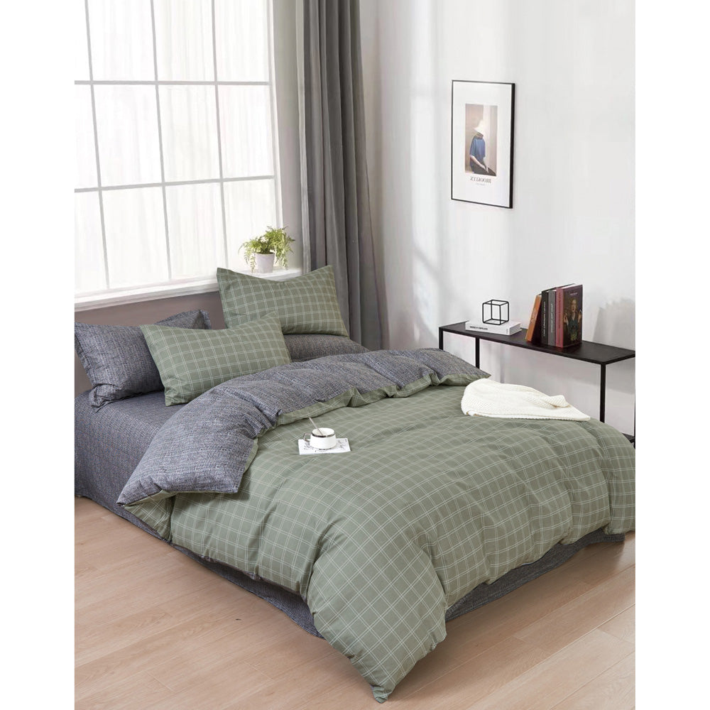 Ardor Harlan Grey and White Stripe King Bed Quilt Cover Set