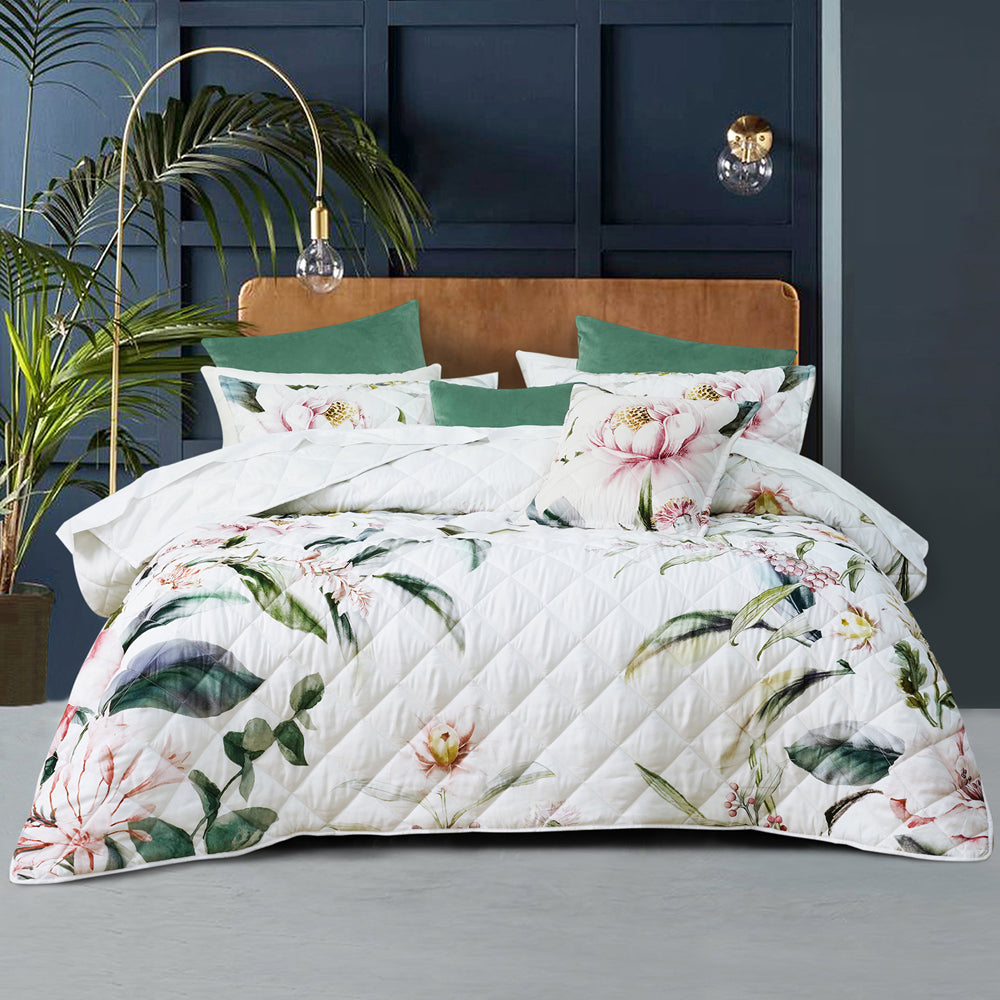 Exquisite Indi White Super King-Sized Coverlet Set