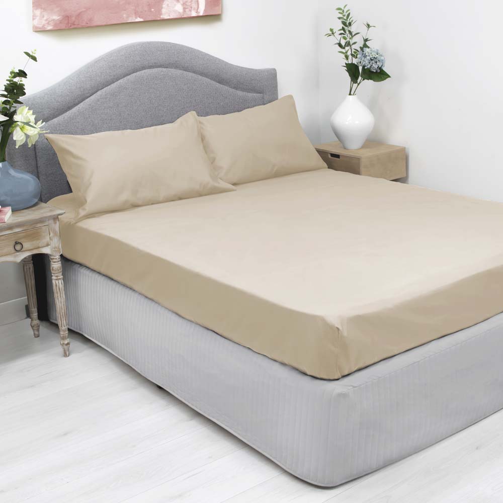 Single Bed Stone-colored 1000 Thread Count Cotton-rich Fitted Sheet and Pillowcase Combination Set