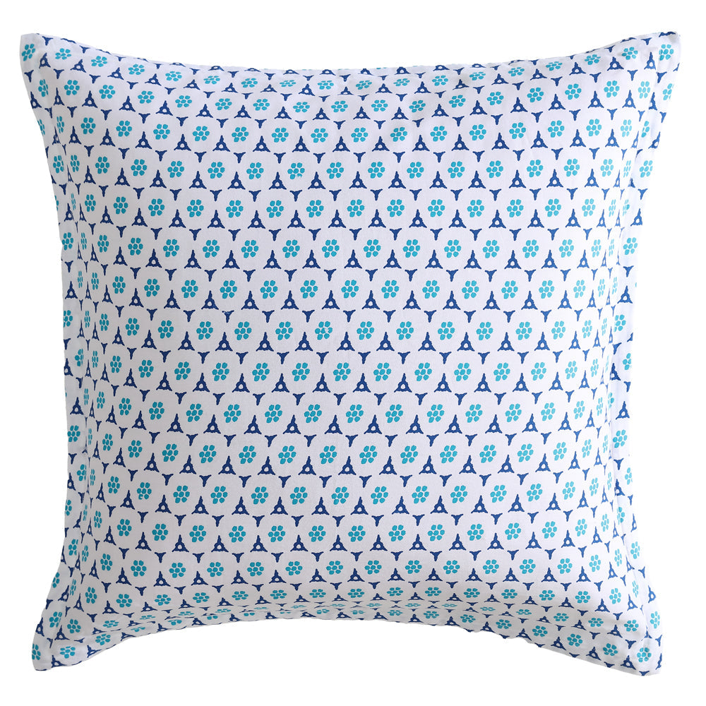 Exquisite Avalon Blue European-Style Hand-Drawn Geometric Print Pillowcase