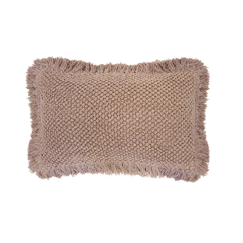 Bambury Watson Latte Rectangular Long - Filled Fringed Cushion