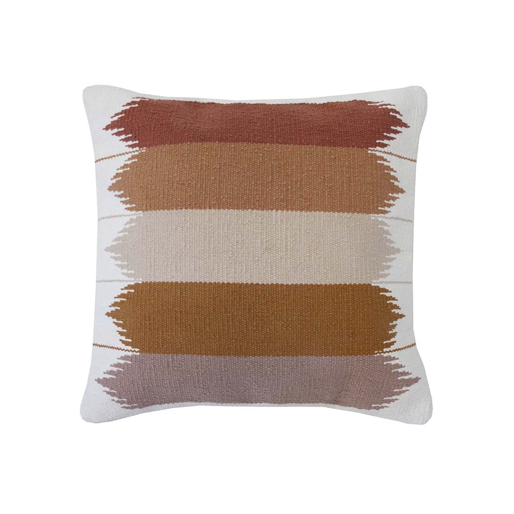 Large Bambury Barwon Square Ivory Cushion with Woven Earthy Tones