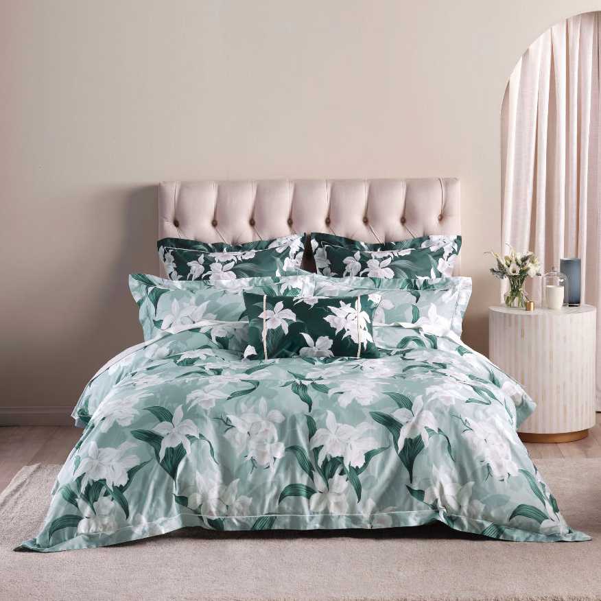 Graceful Queen Bed Cattleya Mist Quilt Cover Set by Linen House