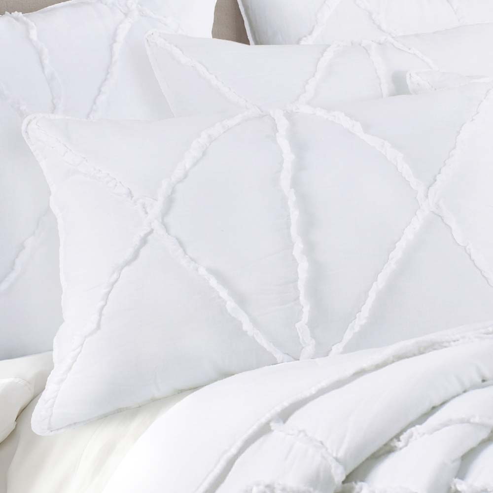 Bobby Queen - Size White Cotton Coverlet Set with Ruffle Design