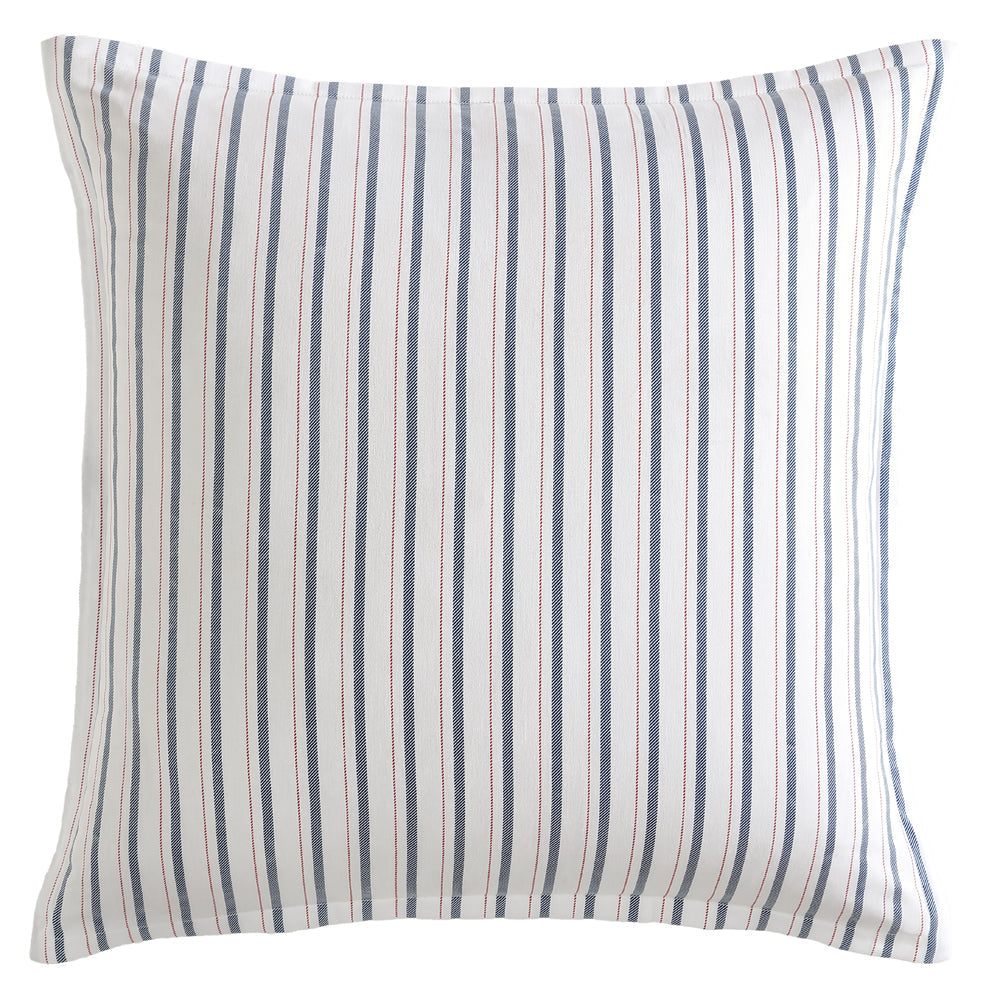 Stylish Summerville European Pillowcase with Red and Navy Stripes