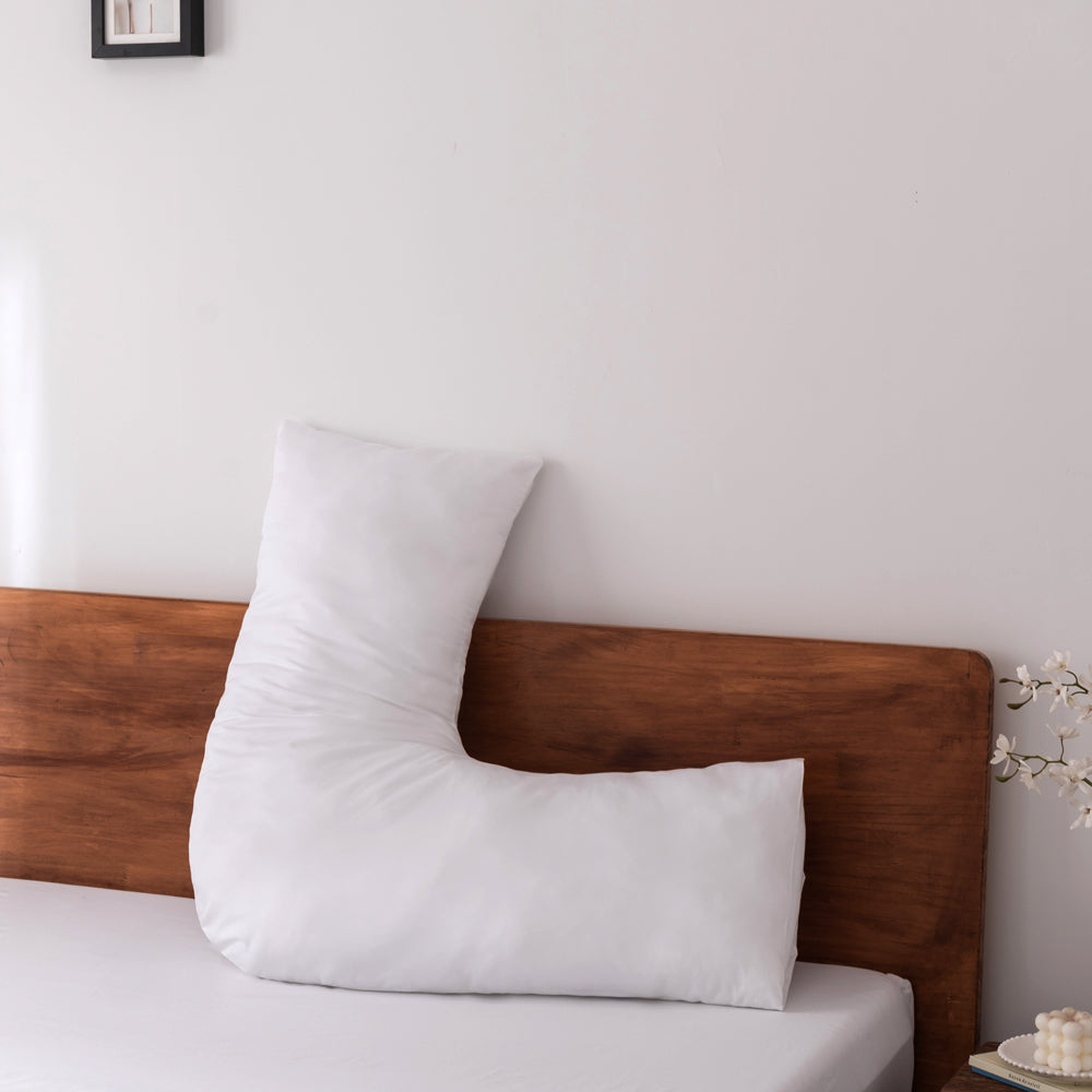 My Linen Casey Brand 400 Thread Count 100% Cotton V-Shaped White Pillowcase for Comfortable Sleep