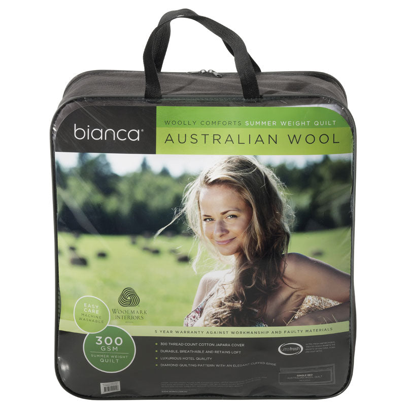 High - Quality Australian Wool Summer Super King Quilt / Doona with 300GSM Weight