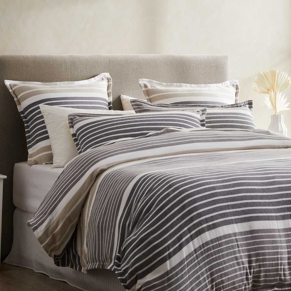 Kalan 100% Cotton Natural Queen - Sized Quilt Cover Set for Summer Bedroom