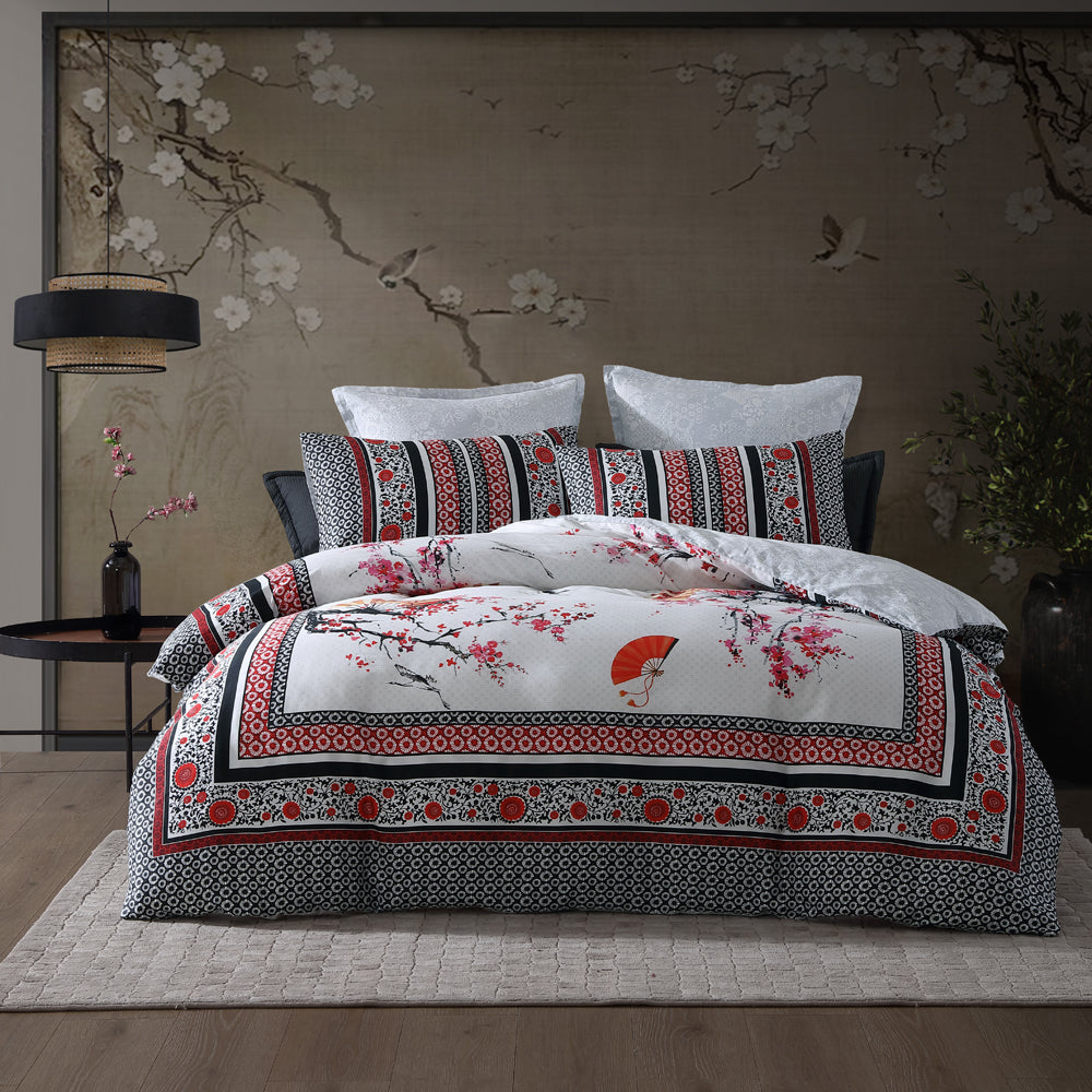 Super King Size Tokyo Drift Inspired Red Quilt Cover Set for a Dreamy Sleep