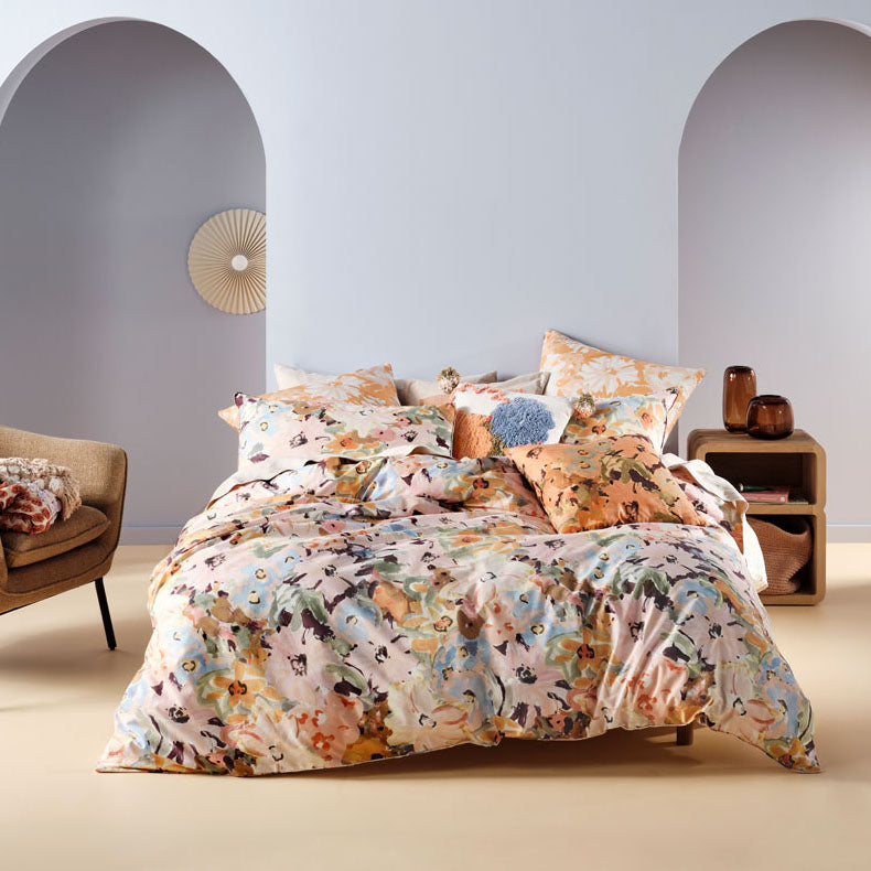 Linen House Fergie Peony Double Bed Quilt Cover Set with Vibrant Floral Design